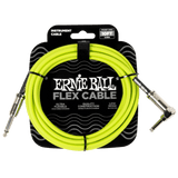 ERNIE 6465 Flex Cable - Cable para Instrumento 10 ft / 3.05 m, Verde Neón, Recto a Angular