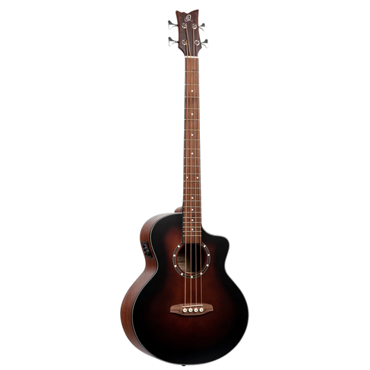D7CE-BFT-4  Acoustic Bass Deep Series 7 – Bajo Acústico Electroacústico de 4 Cuerdas Medium Scale con Tapa de Abeto y Acabado Bourbon Fade