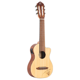 RGL5CE  Mini Travel Series – Guitarra de Viaje 1/8 con Tapa de Abeto, Fondo de Sapele y Grabado Láser Natural