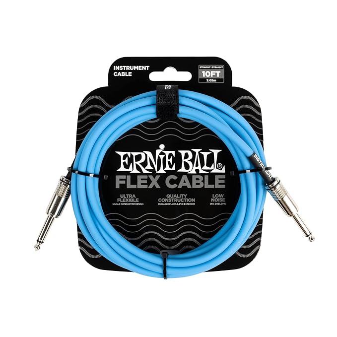 ERNIE 6412 Flex Instrument Cable 1/4" TS Straight Blue (10 Pies)