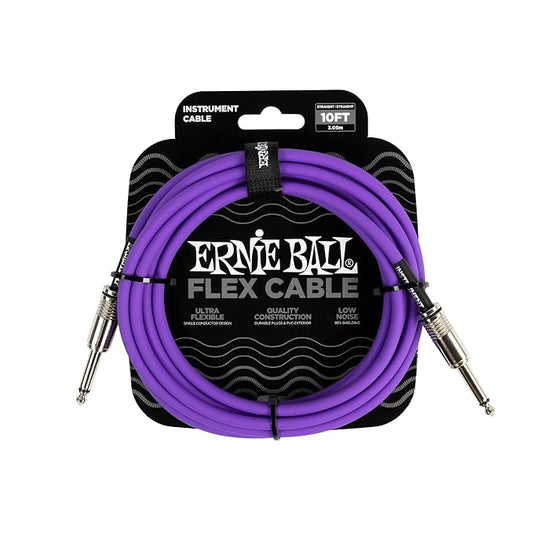 ERNIE 6415 Flex Instrument Cable 1/4" TS Straight Purple (10 Pies)