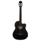 RCE125SN-SBK Guitarra Electroclasica Tamaño Completo con Tapa de Abeto, Satin Black e Incluye Funda Deluxe