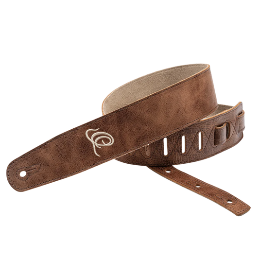 OSSU-40 Suede Leather Straps – Correa Premium para Guitarra en Cuero y Gamuza Color Cognac
