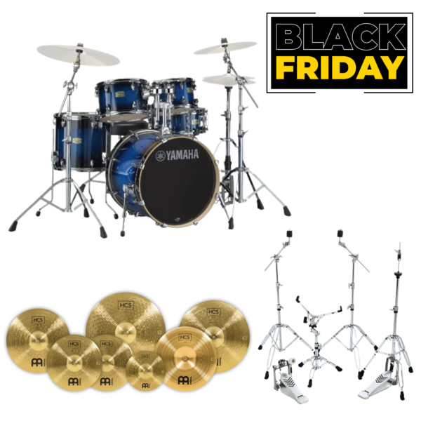 Combo Black Friday Batería Acústica Stage Custom con set de hierro y set de platillo