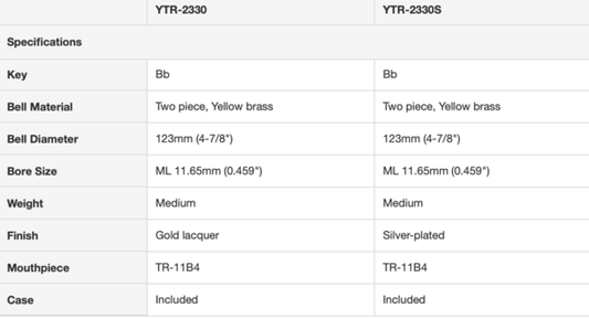 YTR-2330 Trompeta en Bb serie 200, laqueada