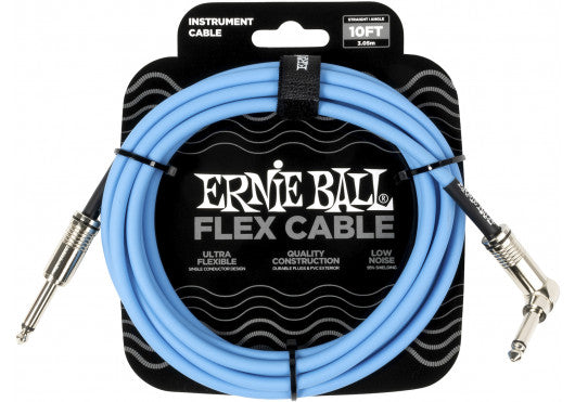 ERNIE 6464  Flex Cable – Cable para Instrumento 10 ft / 3.05 m, Azul, Recto a Angular