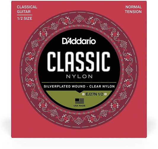 EJ27N 1/2 Set de cuerdas nylon para guitarra clásica, tamaño 1/2