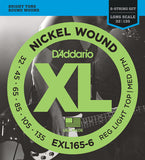 EXL165-6 Set de cuerdas de bajo eléctrico de 6 cuerdas, Custom Ligero 32-135