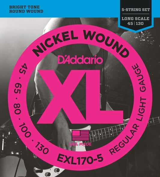 EXL170-5 Set de Cuerdas de Bajo de 5 Cuerdas de Níquel, blandas, 45-130