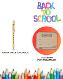 Combo Flauta dulce ecologica con cuaderno pentagramado