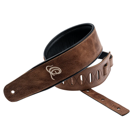 OSCL-7  Genuine Leather Straps – Correa Premium para Guitarra en Cuero Genuino Vintage Cognac