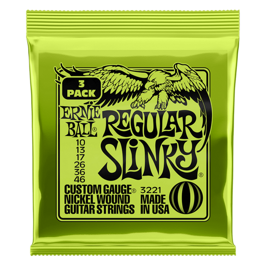 ERNIE 3221 Paquetes de tres Sets de Cuerdas para Guitarra Regular Slinky 10-46