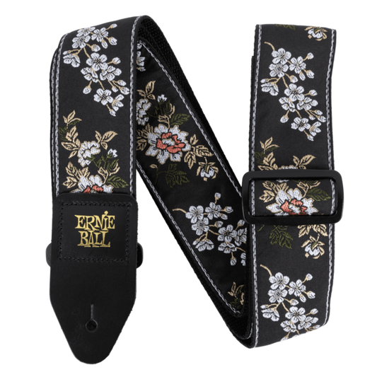 ERNIE 5362  Strap Clasico Jacquard para Guitarra y Bajo White Blosson