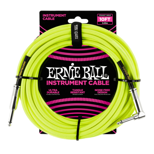 ERNIE 6080  Cable de 10 pies para Instrumentos Color Amarillo Neon