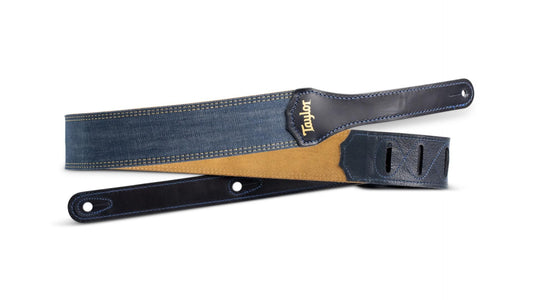 4301-20 Correa para guitarra Taylor Blue Denim 2 – Logo TAYLOR Dorado