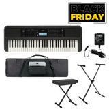 Combo Teclado Portátil Yamaha PSR-E383 Mas Fuente de corriente + Stand + Banqueta y Estuche para teclado