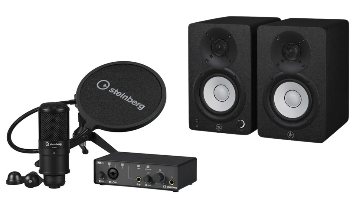 Combo IXO12 Podcast Pack/ Grabacion Musical + Yamaha HS4B (Par de Monitores) – Edición Black