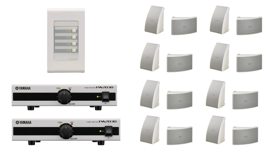 Combo Yamaha 2× PA2030A + 8× NS-AW392W + DCP4S | Audio Distribuido – Oferta Especial