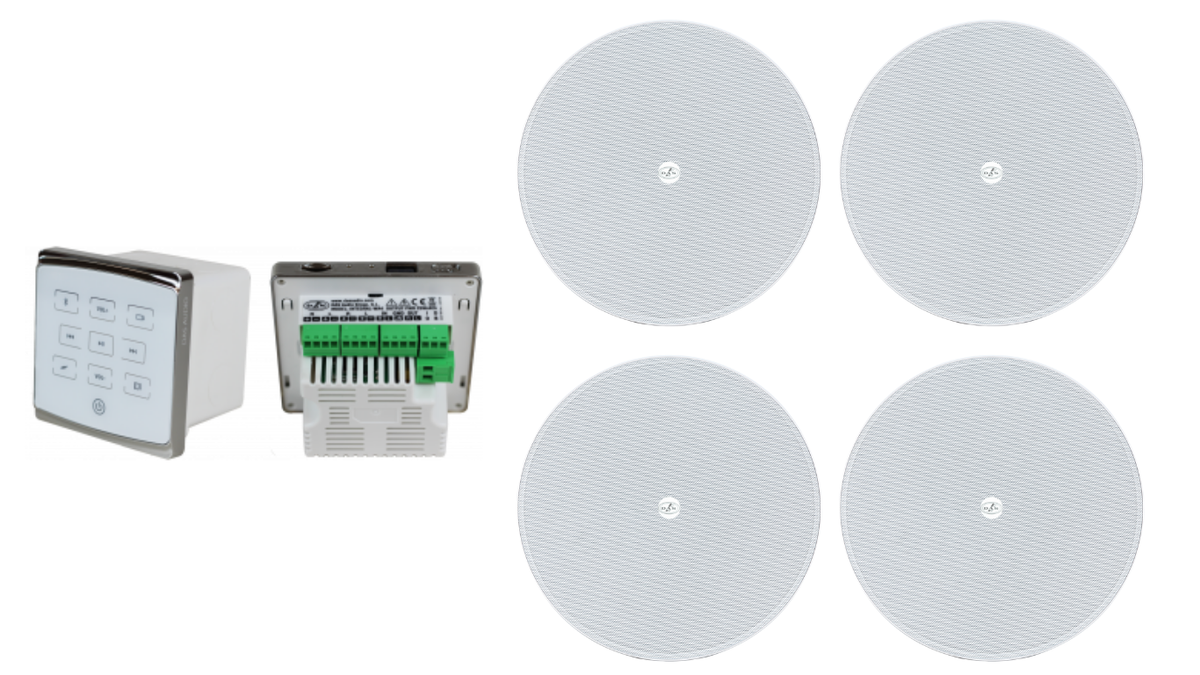 Combo Sistema de Audio Empotrable Integral WA4 + 4 Bocinas de Techo DECO-6 | Oferta Especial