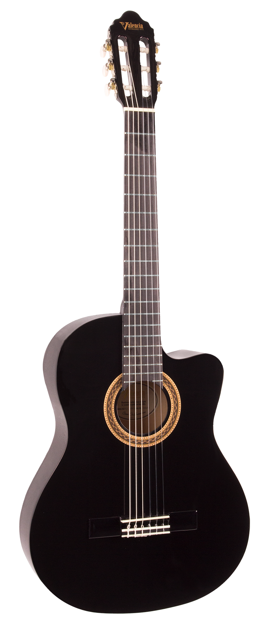 VC104CBK Guitarra Clásica Valencia 4/4 Cutaway – Negro