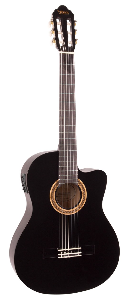 VC104TCEBK Guitarra Clásica Electroacústica  Thin Cutaway Negra  4/4