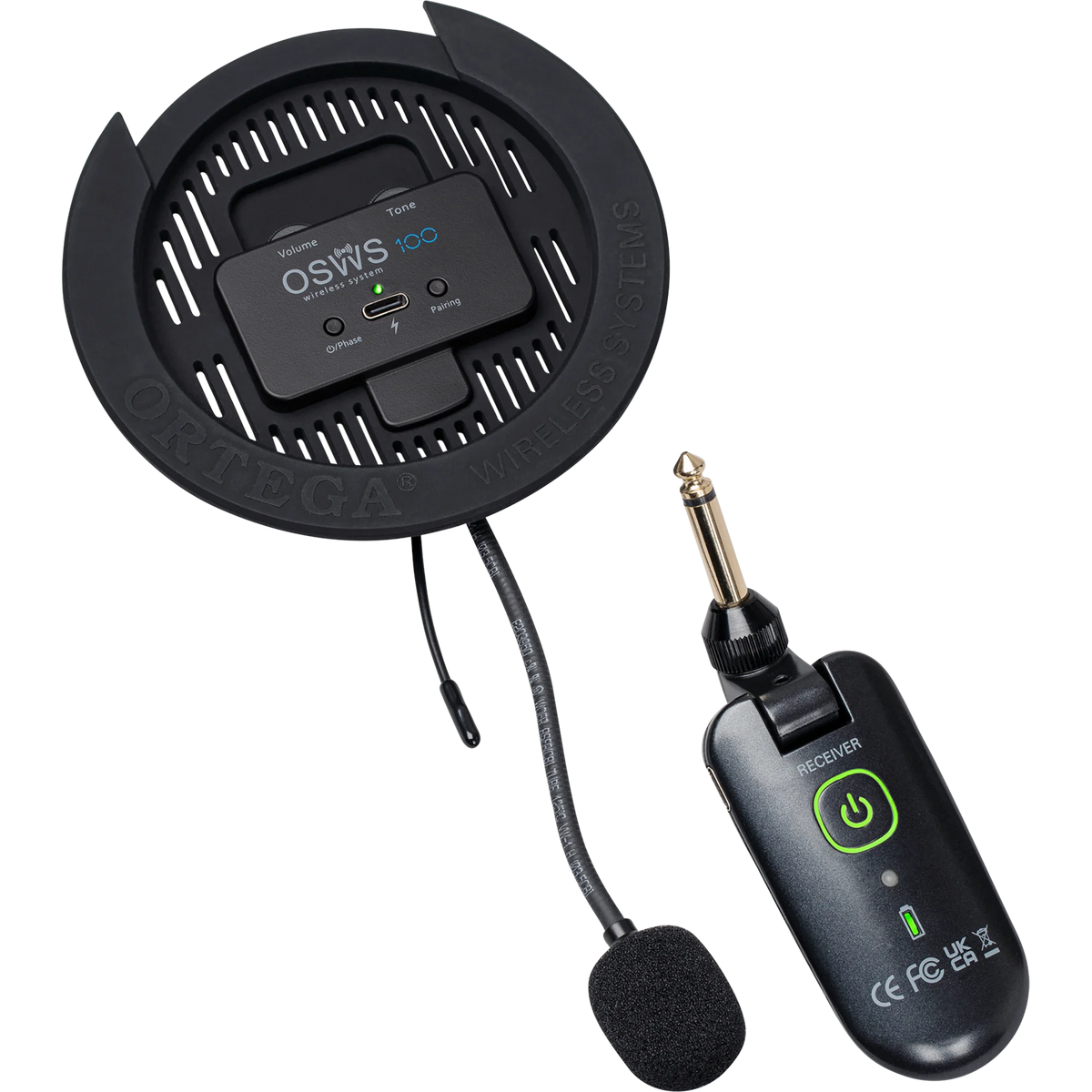 OSWS100 Sistema Inalámbrico UHF para Guitarra Acústica con Micrófono de Boca Ajustable