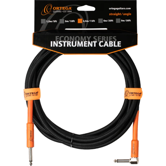 OECI-15 Economy Series – Cable para Instrumento de 15 ft (4.5 m) Jack Recto a Jack en Ángulo Orange/Black