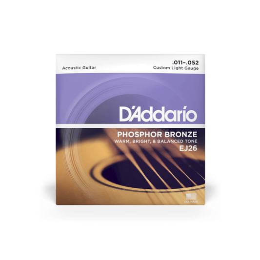 EJ26 Set de cuerdas para guitarra acústica de bronce fosforado, Ligera customizda 11-52