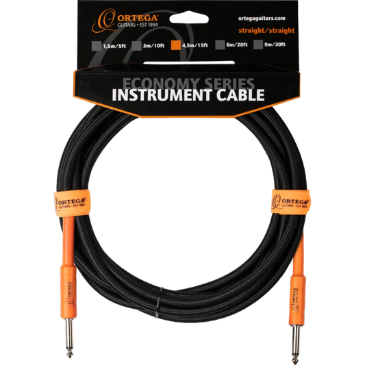 OECIS-15 Economy Series – Cable para Instrumento de 15 ft (4.5 m) Jack Recto a Jack Recto Orange/Black