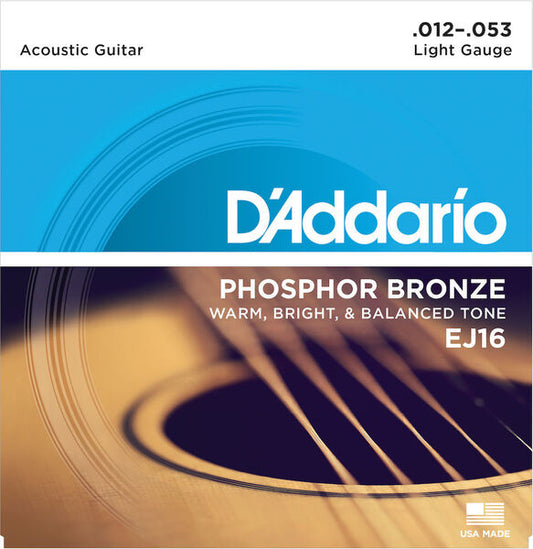 EJ16 Set de cuerdas para guitarra acústica de bronce fosforado, blandas, 12-53