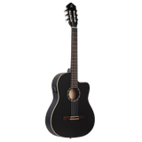 RCE125SN-SBK Guitarra Electroclasica Tamaño Completo con Tapa de Abeto, Satin Black e Incluye Funda Deluxe