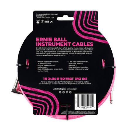 ERNIE 6078  Cable para Instrumento 10 ft / 3.05 m, Neon Pink