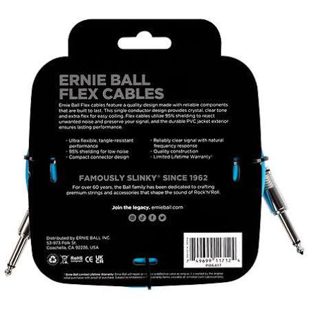 ERNIE 6417 Cable para Instrumento 20 ft / 6.10 m, Azul, Recto a Recto