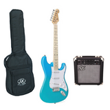 SEM1/BG-GA1065 Set de Guitarra eléctrica azul brillante con amplificador 10 Watts