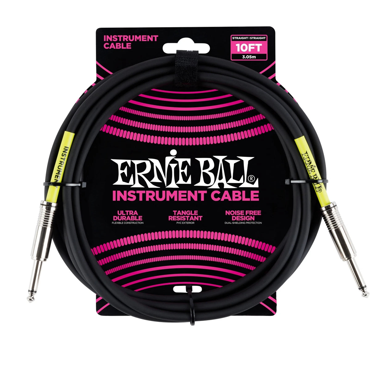 ERNIE 6048  Cable para Instrumento 10 ft / 3.05 m, Recto a Recto, Negro