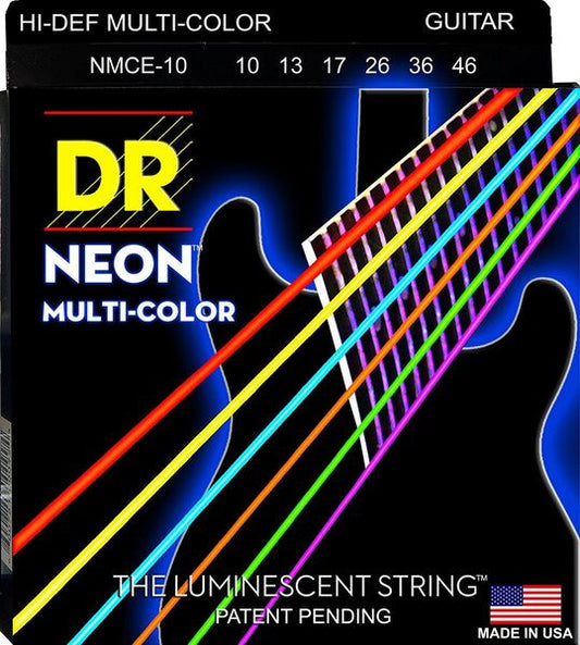 NMCE-10 Set de cuerdas Neon para Guitarra eléctrica que brillan en la oscuridad 10-46