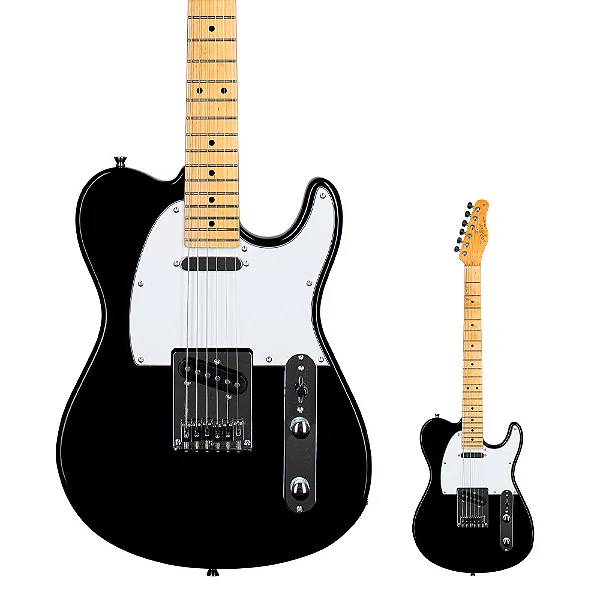 TW 55-BK-LF/WH Guitarra eléctrica de color negro